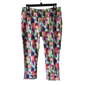 Leggings donna Fabletics grandi Lima Capri multicolore stampa chevron palestra atletica - Foto 1 di 9
