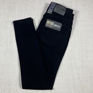 SERENEDE Jeans Mens 32x32 Fitted Slim Skinny Midnight Black Stretch Denim New