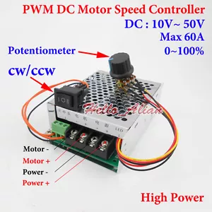 10V-48V 12V 24V 36V 60A PWM DC Motor Speed Controller CW CCW Reversible Switch - Picture 1 of 9