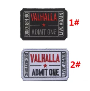 Valhalla Admit One Ticket Viking Nordic Embroidered Hook and Loop Morale Patch A - Picture 1 of 3