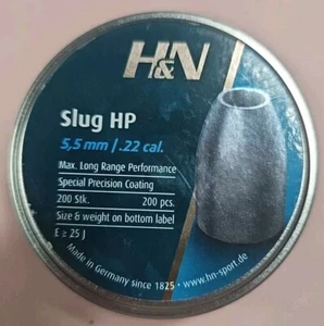 Haendler and Natermann H&N Slug HP .22 Cal 5.53 mm Head 21 gr Air Guns Pellets - Picture 1 of 2