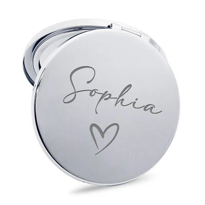 Personalised Engraved Compact Mirror Gift for Her Birthday Wedding Christmas - Image 1 of 4