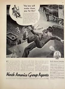 1938 North America Group Agents Print Ad Slip And Fall Injury Insurance Ephemera - Picture 1 of 1