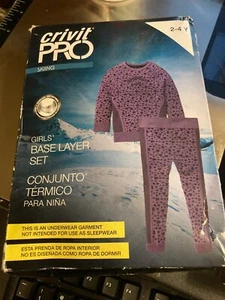 Crivit Pro GIRLS PURLE Compression Base Layer Thermal Underwear Set SZ 2-4 - Picture 1 of 2