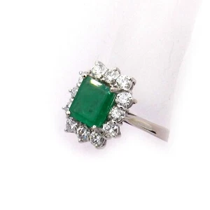 Vintage 1.47ct Smaragd Diamant Ring mit 0.82 ct Brillanten in 750 Weißgold - Picture 1 of 6