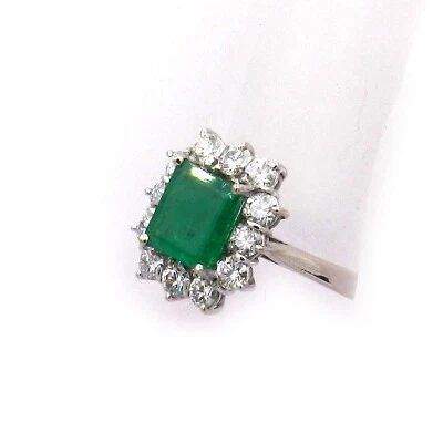 Vintage 1.47ct Smaragd Diamant  Ring mit 0.82 ct Brillanten in 750 Weißgold - Bild 1 von 4