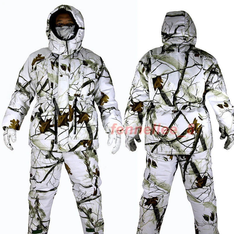 Camouflage Ghillie Suit Padded Jacket Pants Waterproof Winter Snow Field Bionic - Image 1 of 4
