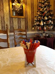 29 JACK DANIELS WHISKEY RED / WHITE / BLUE FIGURAL SWIZZLE STICKS W/ MCM HOLDER - Picture 1 of 14