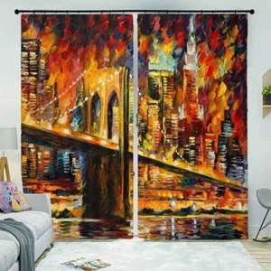 Puente de farola brillante bloqueo 3D foto impresión cortina tela cortinas ventana - Imagen 1 de 10