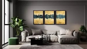 Quadro astratto su tela oro da parete per parete e camera da letto decorazione soggiorno - Foto 1 di 7