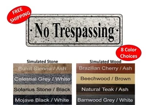 SCHWERLAST - "No Trespassing" Steinschild Holz Torschild, Zaunschild 2" x 6"  - Bild 1 von 3