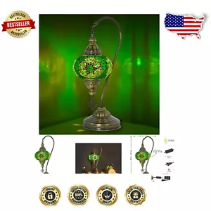 Turkish Stained Glass Table Lamp - Unique Gooseneck Design for Cozy Ambience - Picture 1 of 11