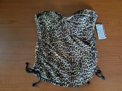 NOVO MAIÔ TANKINI BONGO JUNIORS ESTAMPA DE GATO LEOPARDO TAMANHO P (alças faltando) - Imagem 1 de 2