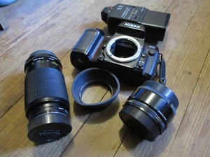 Vintage Nikon AF 8008 Camera 2 Lens Sunpak Auto Flash Untested Loaded w Old Film - Picture 1 of 19