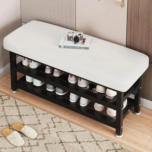 23.6 - 47.2in 2-Tier Shoe Rack Shoe Organizer Storage Bench Shoe Shelf with Seat - Picture 1 of 12