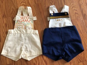 2 Cute Vintage Baby Boys Rompers Size 12 mo. - Picture 1 of 6