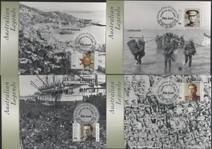 2000 Australia The LAST ANZACS Legends Set of 4 Anzac Cove Maxi Cards - Picture 1 of 6