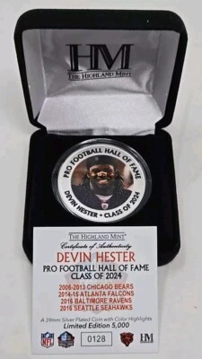 Highland Mint DEVIN HESTER 2024 HOF Siver Plated Coin Limited Edition #128 - Image 1 of 3