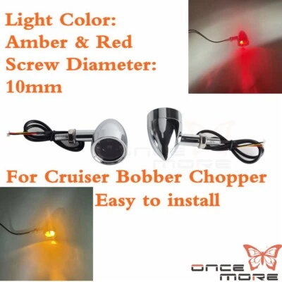 Motorcycle Bullet Turn Signal Tail Light Chrome  For Kawasaki Yamaha FZR600R - Imagem 1 de 4