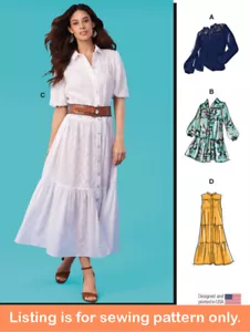 SEWING PATTERN Womens Clothes Shirt-Dress Button-Down Top Blouse Plus Size 8285 - Picture 1 of 3