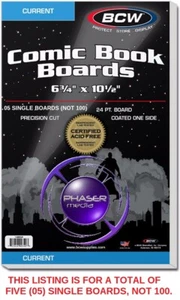 BCW Current Comic Book Boards 6.75" X 10.5" (05 SINGLE BOARDS) Acid-Free 1-BBCUR - Picture 1 of 3