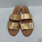 Beach Club by Seychelles sandals size 8 gold tan slides slip on leather upper