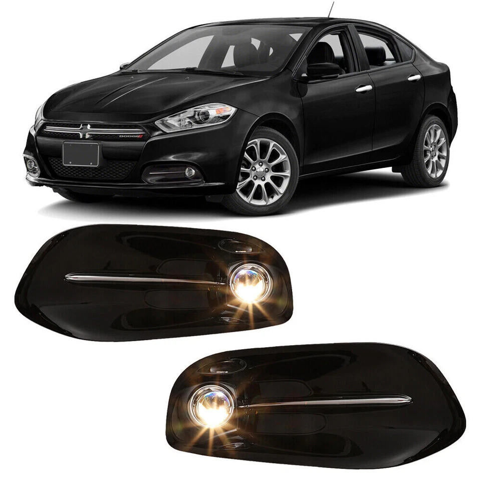 For 2013-2016 Dodge Dart Fog Lights Driving Bumper Lamps W/Switch+Bulbs+Bezel Foto 1 de 4