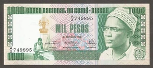 Guinea Bissau 1000 Pesos 24.9.1978; UNC; P-8b; BNB-B107b; Mann Weberei; Wandbild - Bild 1 von 2