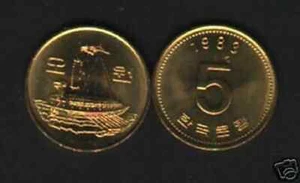 South Korea 5 WON KM-32 1983 Turtle Warship UNC Korean World Currency COIN - Picture 1 of 3