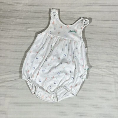 Vintage Oshkosh Bgosh Bubble Romper 12 Months? Rare Floral Print Ruffles USA M1 - Image 1 of 4