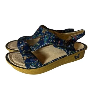 Algerien blau Mosaik Vogel Land T Riemen Sandalen Leder Keilabsatz PG LiteDamen 9 (39) - Bild 1 von 7
