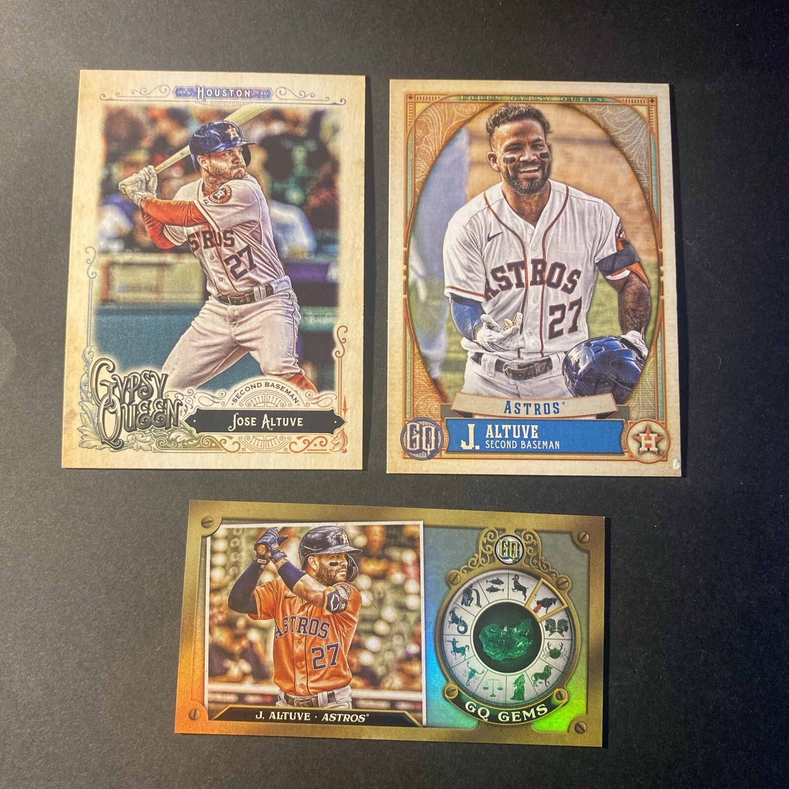 (3) Topps Gypsy Queen Jose Altuve Houston Astros: 2017, 2021, & 2022 Gems Insert