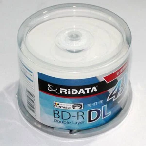 50 Pack White Blank Printable Ritek RiDATA 50GB Blu-ray Dual Layer BD-R 4X Discs - Picture 1 of 5