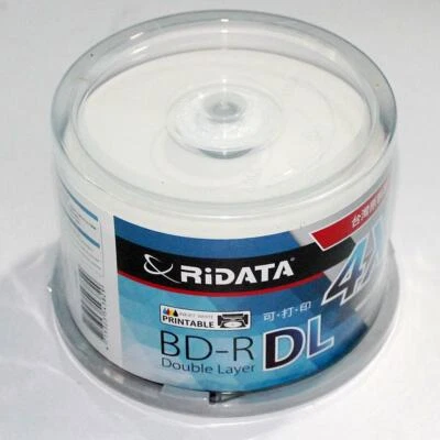 50 Pack White Blank Printable Ritek RiDATA 50GB Blu-ray Dual Layer BD-R 4X Discs - Image 1 of 4