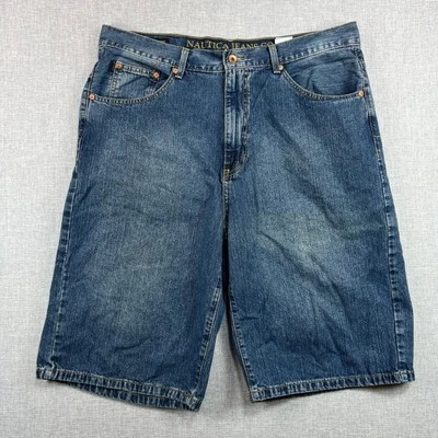 Vintage Y2K Nautica Jeans Co. Denim Shorts Mens 36x12.5" Blue Jorts Baggy Long - Image 1 of 4