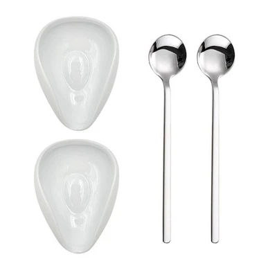 4 Pcs Ceramic Coffee Spoon Rest Mini Coffee Spoon Holder for Coffee Bar - Image 1 of 4