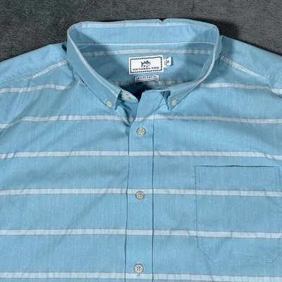 Southern Tide Shirt Mens 2XL Blue Intercoastal Short Sleeve Button Down Striped - Image 1 of 4