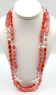 Coldwater Creek colar de contas de acrílico pedra de vidro multicolorido laranja melão - Imagem 1 de 4