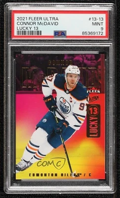 2021-22 Upper Deck Fleer Ultra Lucky 13 Achievement Connor McDavid PSA 9 MINT - Image 1 of 2