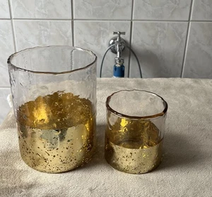 NEU* STEFFEN SCHRAUT 2 Glas-Kerzengläser Höhe Gold, Ø 14,5cm (1327) - Bild 1 von 3