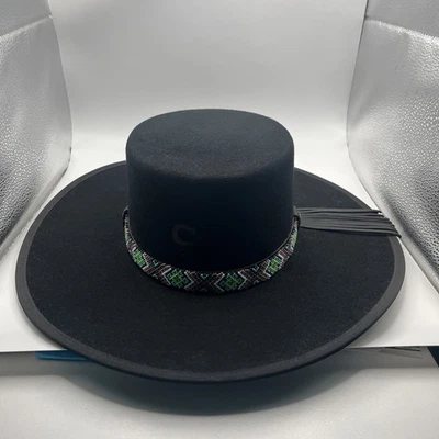Charlie 1 Horse Desert Daze Cowboy Black Hat Felt Beaded Strap Womens Sz Small - Image 1 of 4