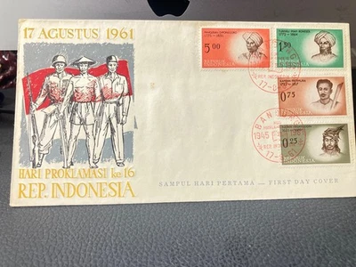 Indonesia 1961 conjunto de sellos de retrato FDC Foto 1 de 4