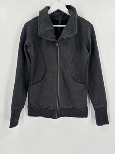 Lululemon Jacket Womens 8 Gray Full Zip Asymmetrical Collar Thumbholes Pockets - Picture 1 of 15