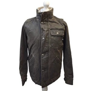 Fat Face Green Zip & Snap Fleece Lined Waxed Jacket Uk Men's Size S EE986 - Picture 1 of 8