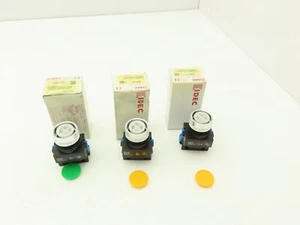 Idec ABW110-G ABW110-Y Pushbutton Switch Green Yellow 22mm 600V 10A Lot of 3 - Picture 1 of 9