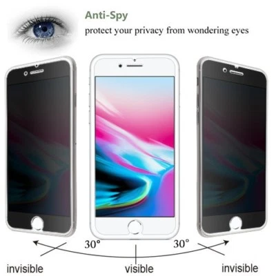 For iPhone X 6 7 8 PLUS Privacy Anti Spy Real Tempered Glass Screen Protector - Image 1 of 4