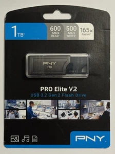 ✅NEW 1 Terabyte PNY PRO Elite V2 1TB USB 3.2 Gen 2 Flash Drive FREE SHIPPING! - Picture 1 of 7