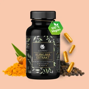 Kurkuma Extrakt - 90 Curcuma Kapseln Extra Hochdosiert + Bio Kurkuma Pulver   - Bild 1 von 4