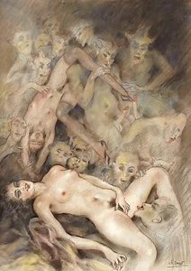 Impresión de lona de arte de pared de sueños y masturbación de Édouard Chimot - Imagen 1 de 1