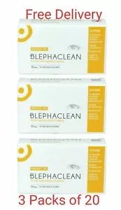 3er-Pack mit 20 sterilen Augenlidertüchern Blephaclean Neu & kostenloser Versand - Bild 1 von 3